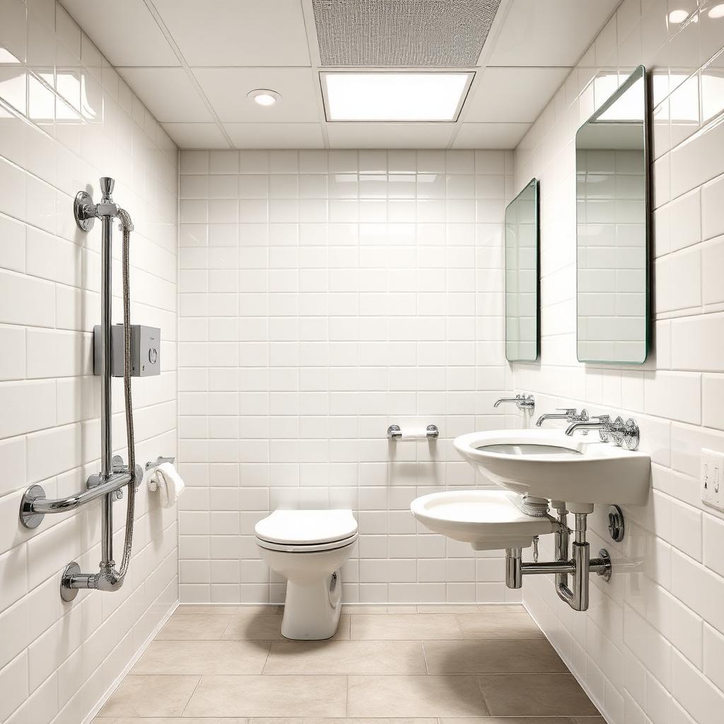Spotless commercial bathroom
